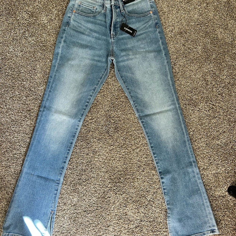 Express Light Blue Skyscraper Mid Rise Jeans